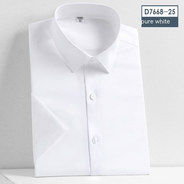 Non-Iron Short-Sleeved Stretch Shirt - Solid Color Men's Top