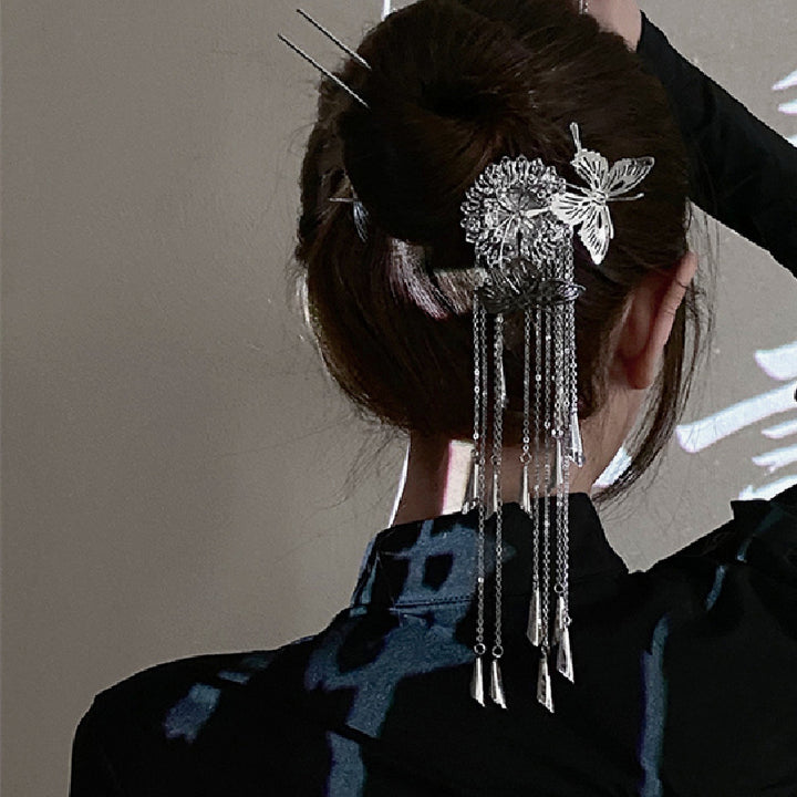 Antique Hairpin Silver Tassel Jewelry