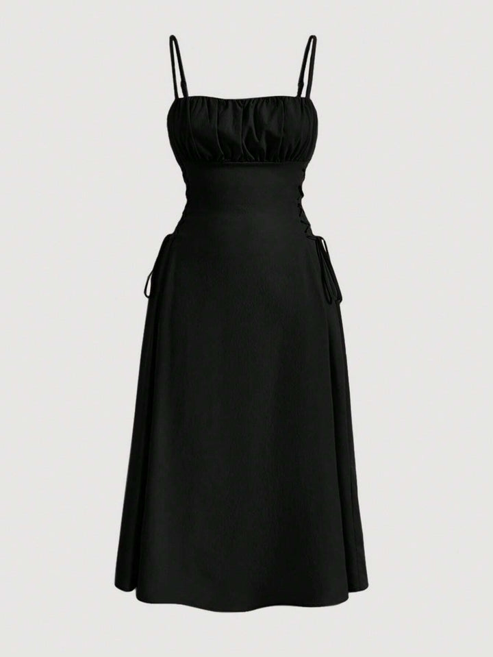 Spaghetti Straps Chest Wrap Waist-tight Long Dress