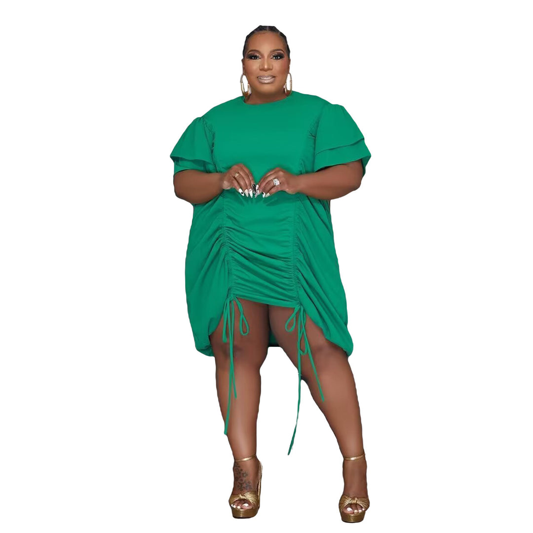 Women's Double Sleeve Drawstring Dress