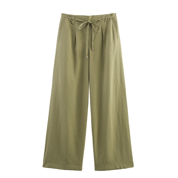 Solid Color Casual Loose Linen Wide-leg Pants