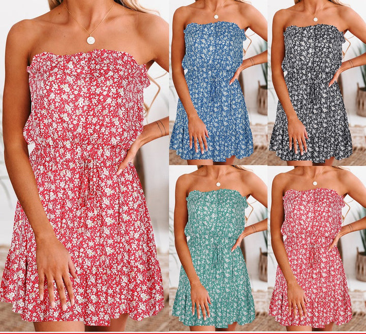 Flowers Tube Top Floral Dress