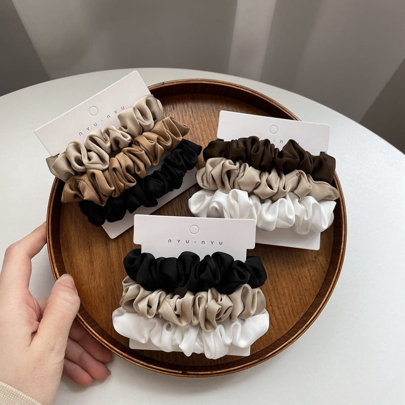 Elegant Silky Satin Simple French Hairtie
 Product information:
 
 Color: Type A black apricot White, type B coffee black and white, type C apricot Brown black, type D beige brown Black, Type E coffee beige