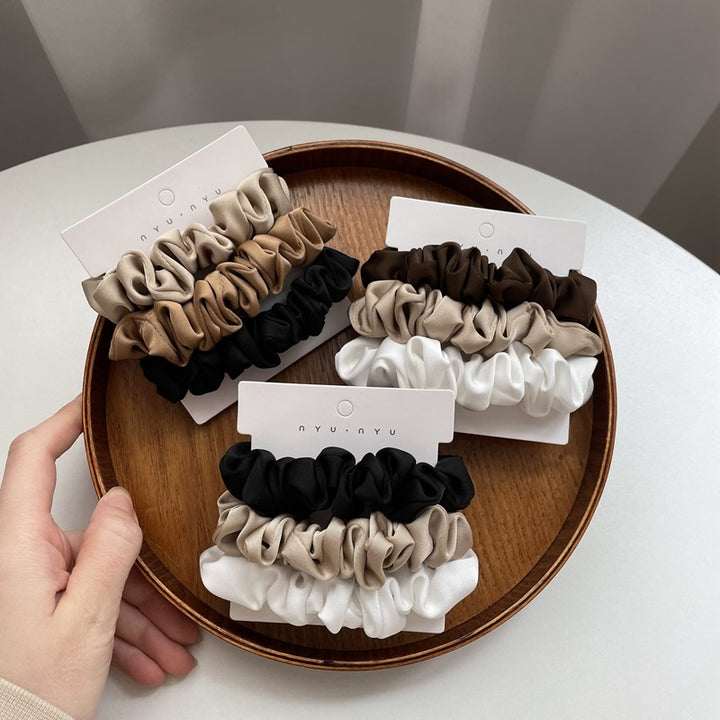 Elegant Silky Satin Simple French Hairtie
 Product information:
 
 Color: Type A black apricot White, type B coffee black and white, type C apricot Brown black, type D beige brown Black, Type E coffee beige