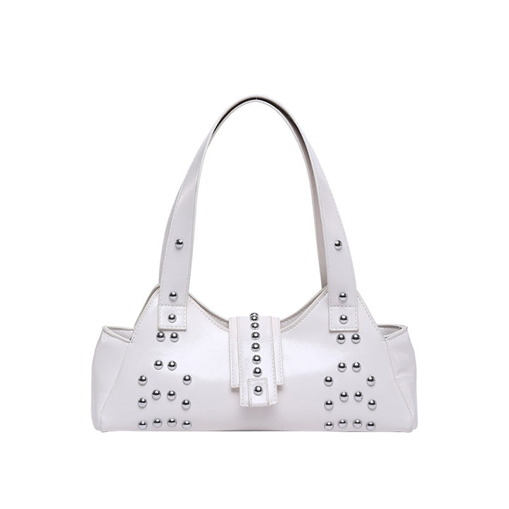 Personality Street Punk Oil Wax Leather Armpit Rivet Bag