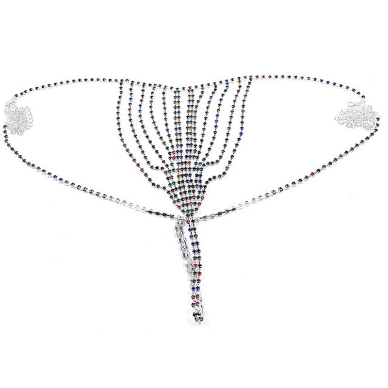 Woman Bikini Style Rhinestone Waist Chain Accessories