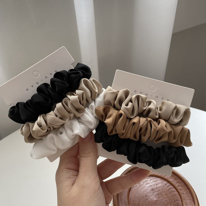 Elegant Silky Satin Simple French Hairtie
 Product information:
 
 Color: Type A black apricot White, type B coffee black and white, type C apricot Brown black, type D beige brown Black, Type E coffee beige