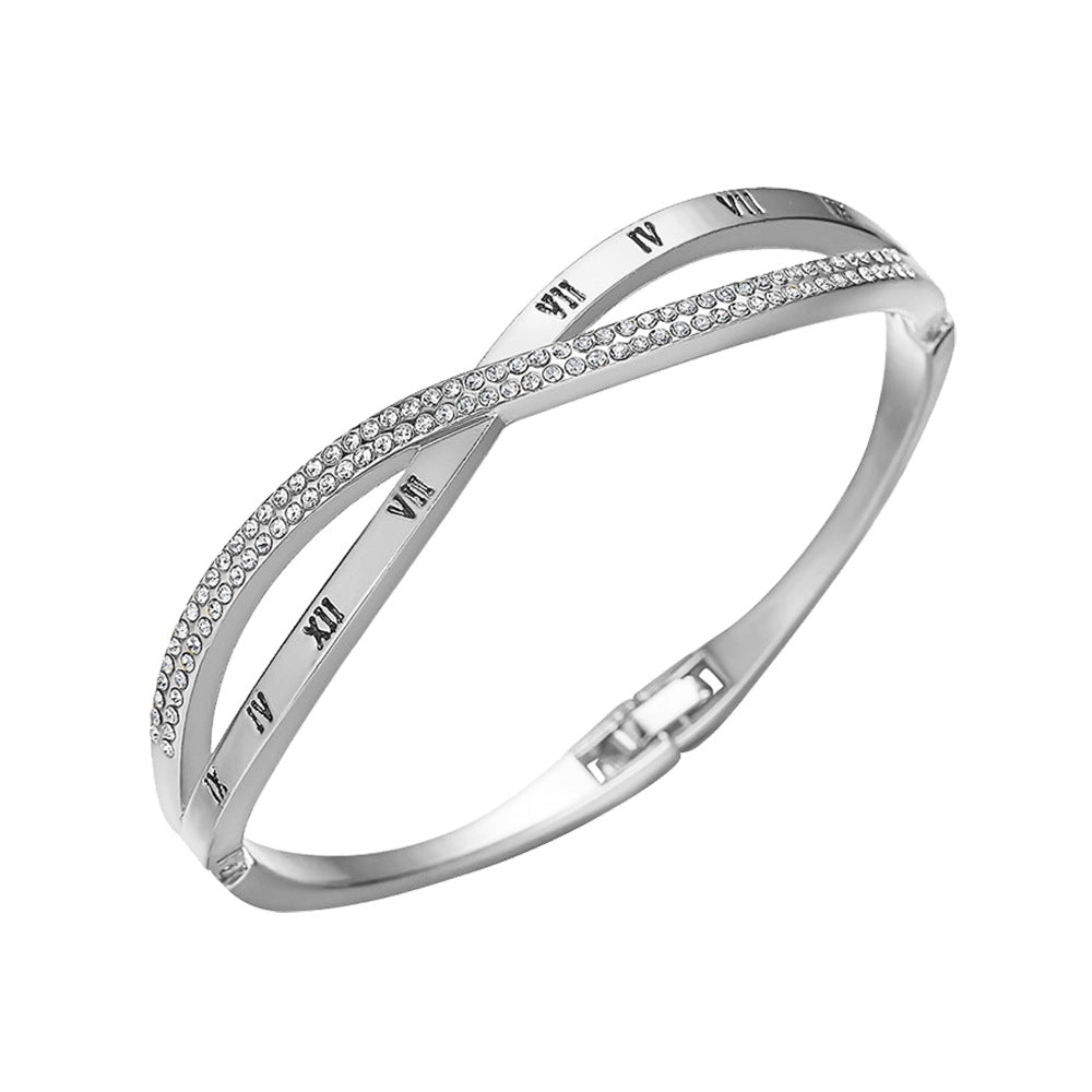 Roman Digital Cross Bracelet Women\'s Jewelry Hand Ornament Simple