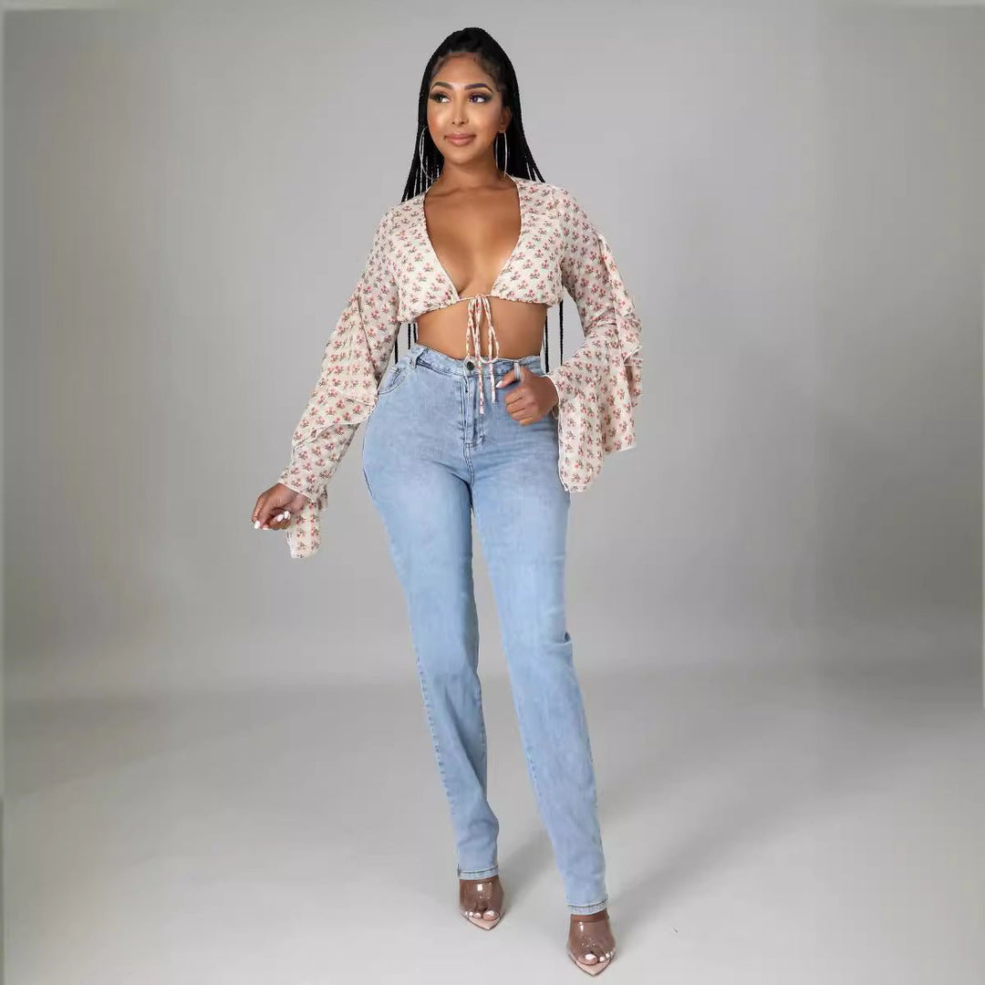 Back Waist Hollow Stretch Jeans - Glow Goddess