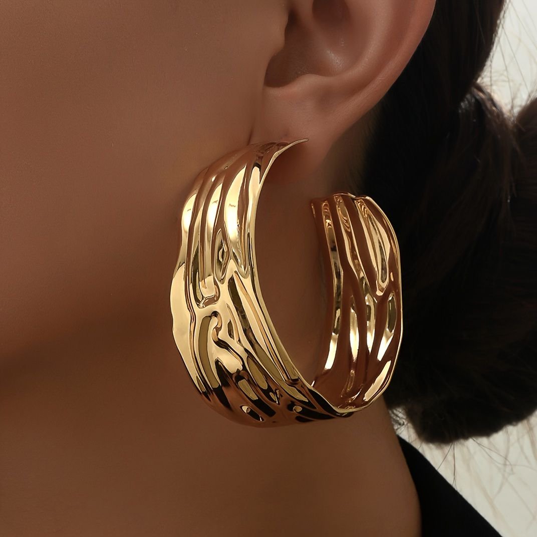 Bold Statement Gold Hoop Earrings - Glow Goddess