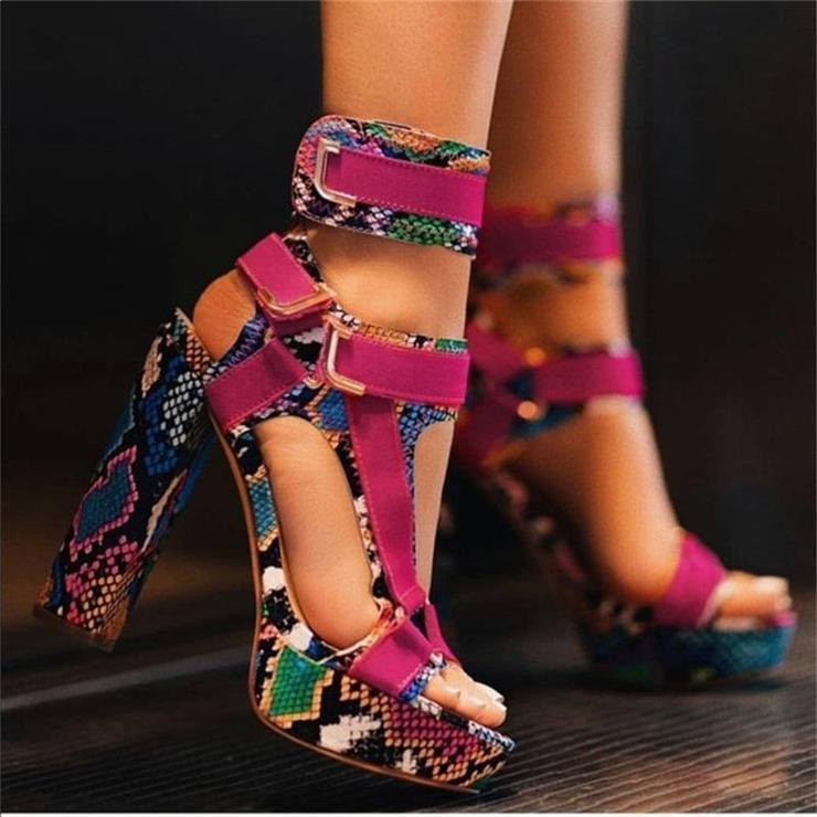 Buckle Super High Heels Waterproof Platform Fish Mouth Stiletto Heel Women Sandals - Glow Goddess