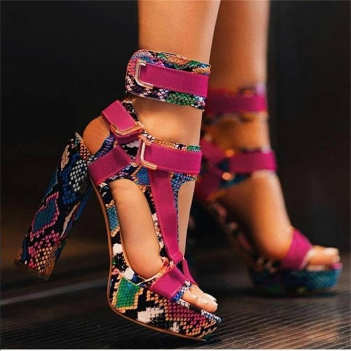 Buckle Super High Heels Waterproof Platform Fish Mouth Stiletto Heel Women Sandals - Glow Goddess