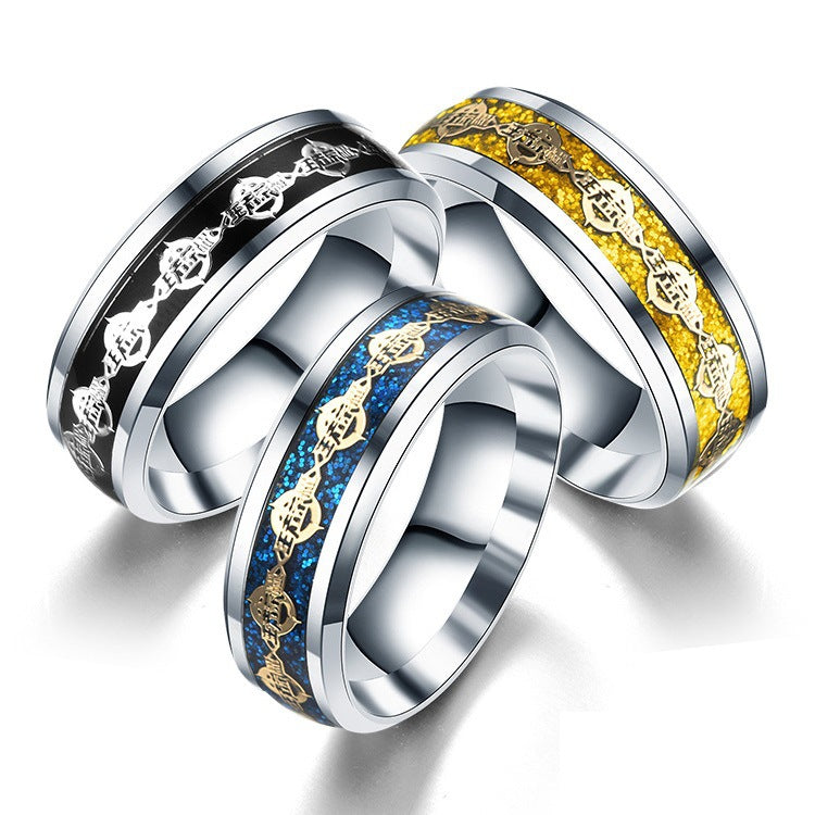 Couples Tungsten Steel Ring Color Opal Simple Jewelry