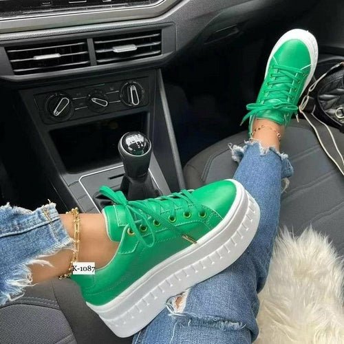 Women’s platform sneakers with flat sole for casual everyday comfort and modern style