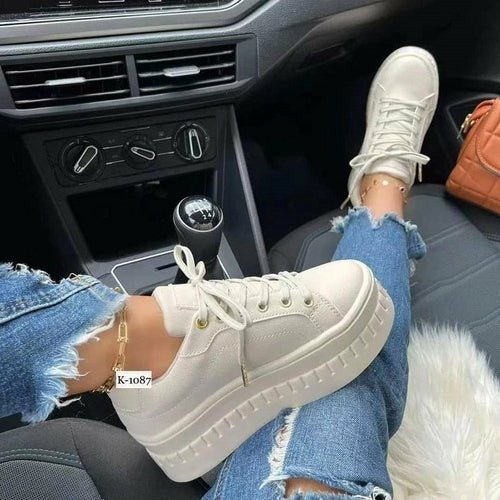 Women’s platform sneakers with flat sole for casual everyday comfort and modern style