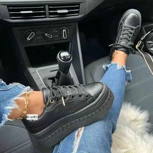 Women’s platform sneakers with flat sole for casual everyday comfort and modern style