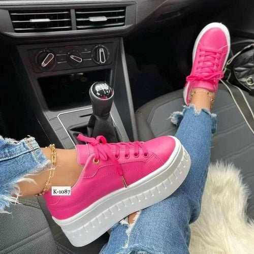 Women’s platform sneakers with flat sole for casual everyday comfort and modern style