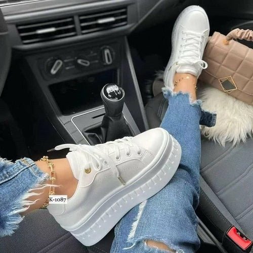 Women’s platform sneakers with flat sole for casual everyday comfort and modern style