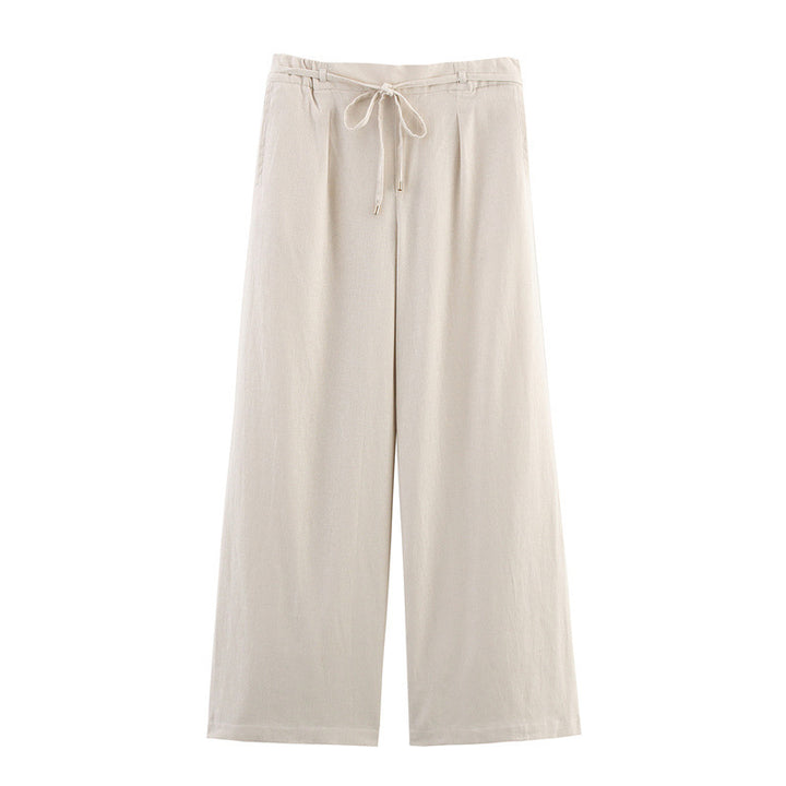 Solid Color Casual Loose Linen Wide-leg Pants