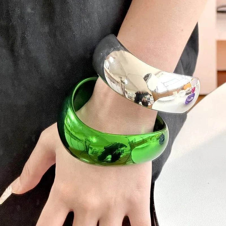 asymmetrical colorful geometric resin bracelet