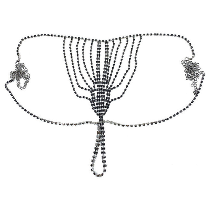 Woman Bikini Style Rhinestone Waist Chain Accessories