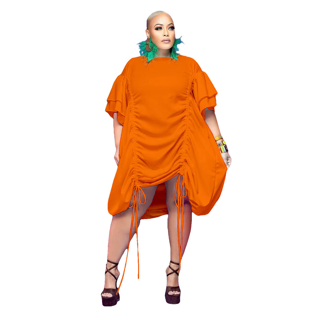 Women's Double Sleeve Drawstring Dress