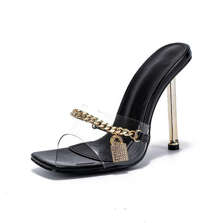 Women’s stiletto high heels with electroplated finish, 11CM heel height, and sleek design in multiple colors