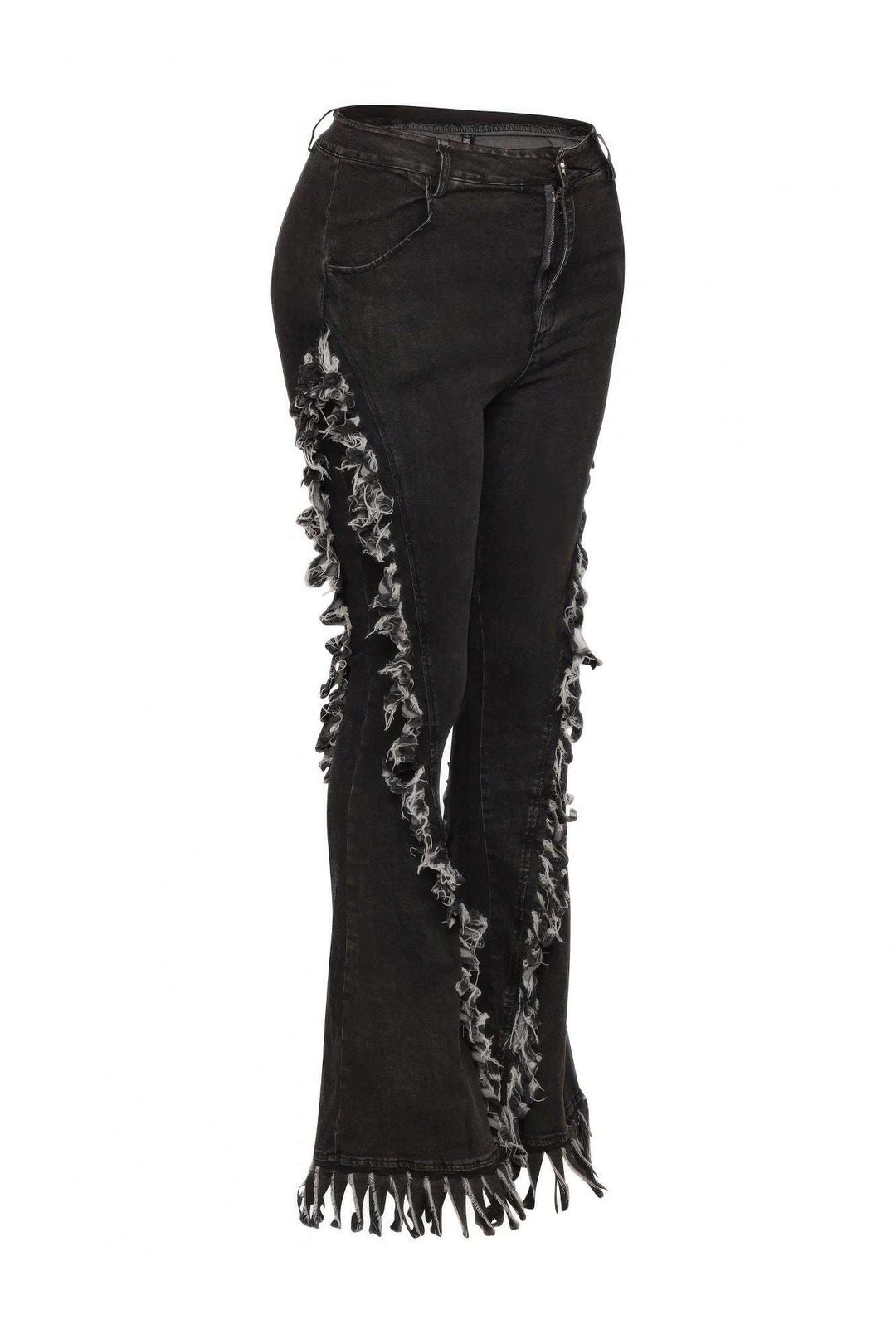 Distressed Fringe Denim Flared Pant - Glow Goddess