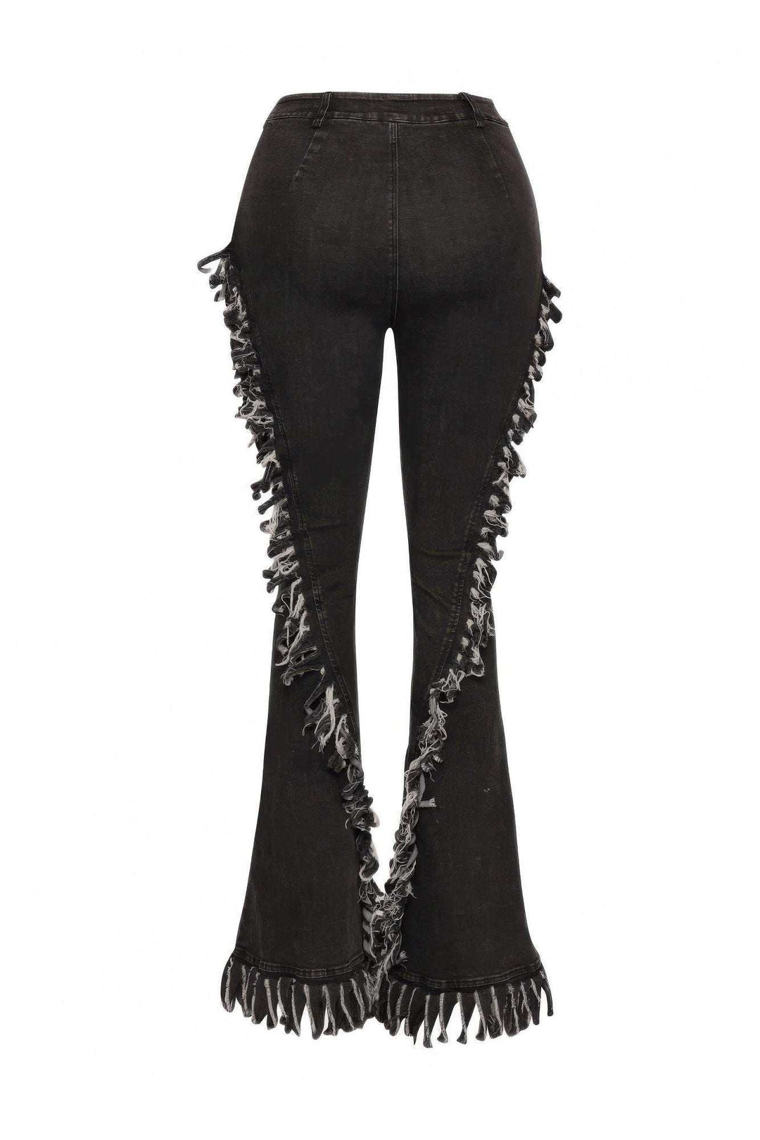 Distressed Fringe Denim Flared Pant - Glow Goddess