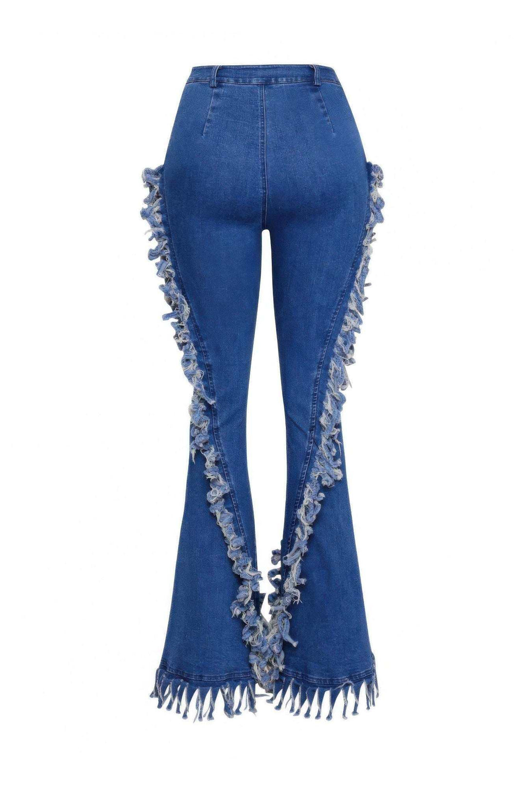 Distressed Fringe Denim Flared Pant - Glow Goddess