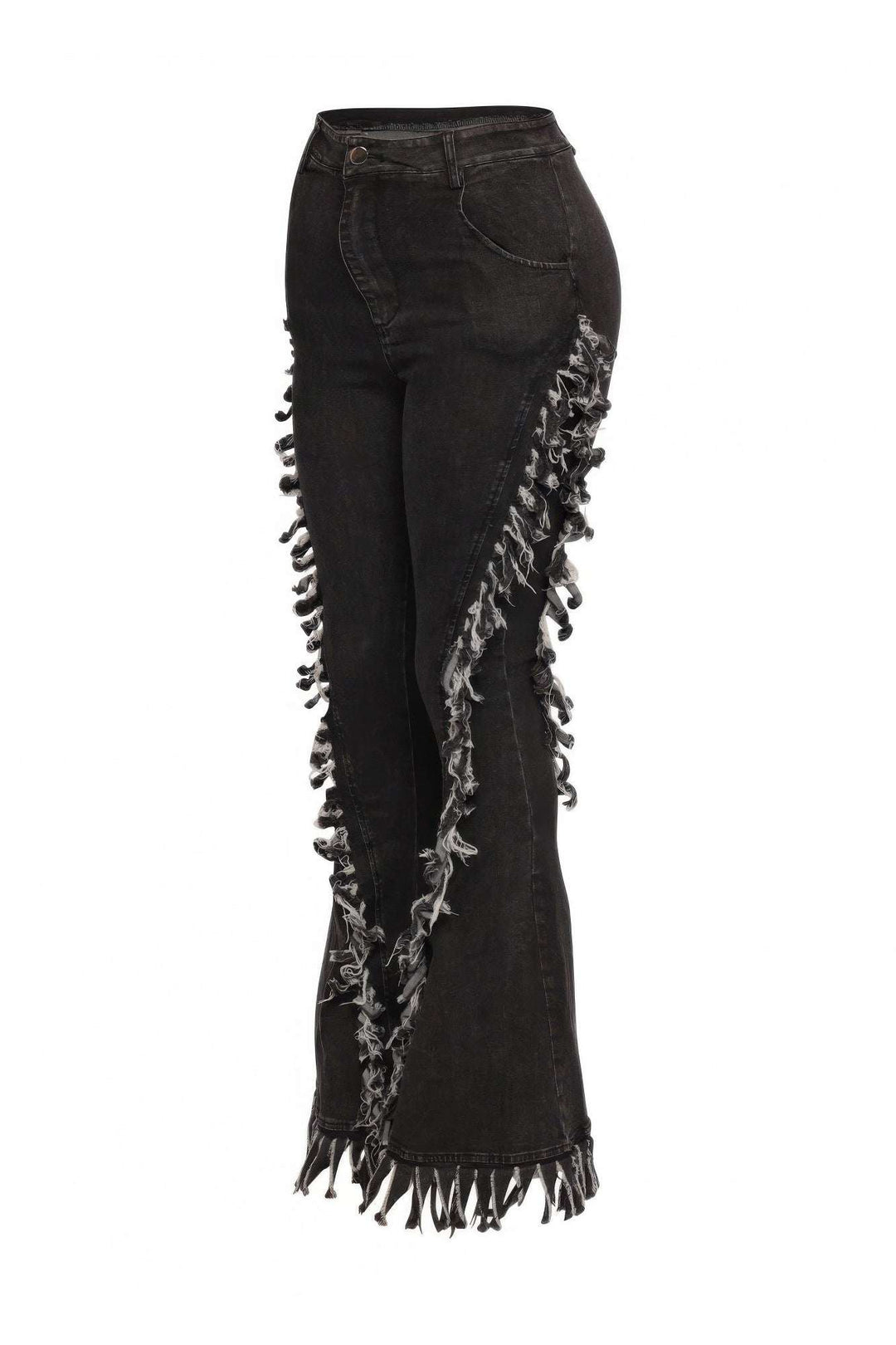 Distressed Fringe Denim Flared Pant - Glow Goddess