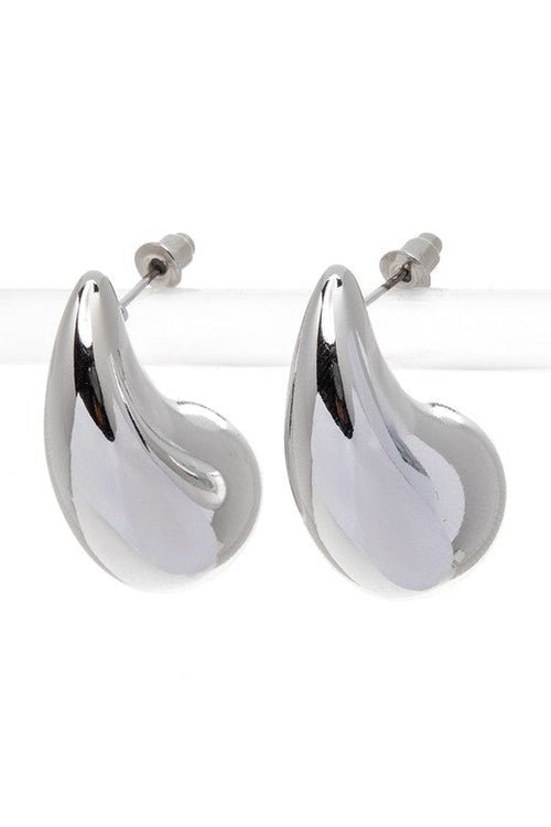 Droplet statement earrings with iconic 1.25-inch drop design and sleek finish