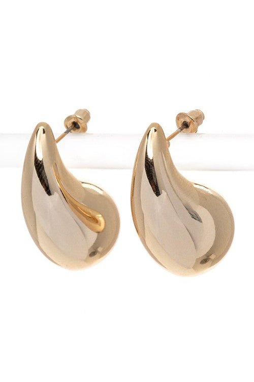 Droplet statement earrings with iconic 1.25-inch drop design and sleek finish