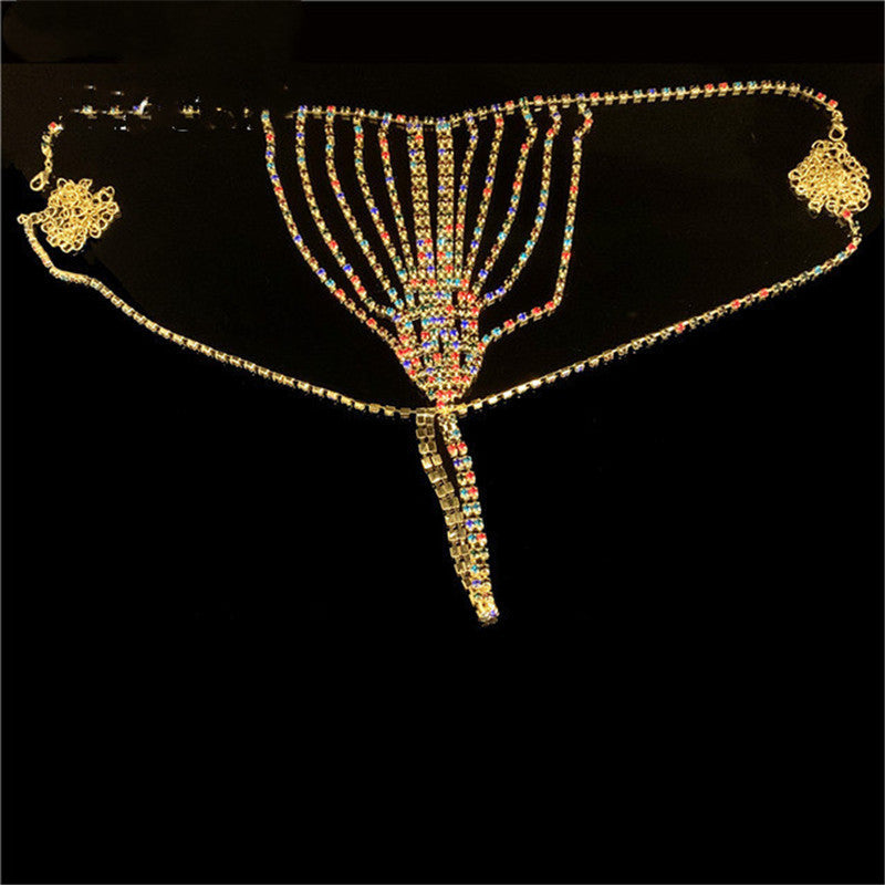 Woman Bikini Style Rhinestone Waist Chain Accessories