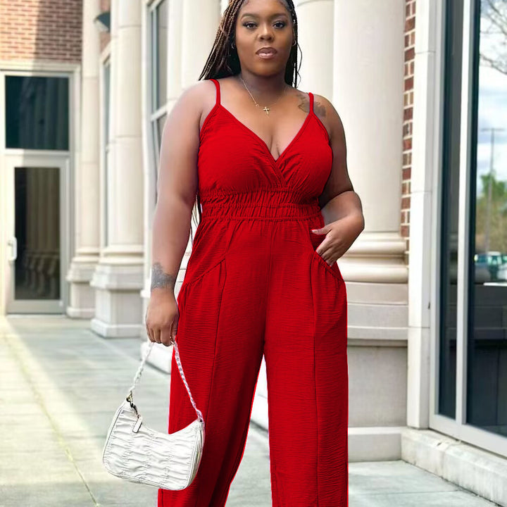 Women's Slip Cotton And Linen Jumpsuit