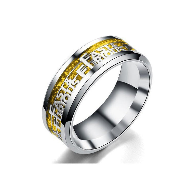 Couples Tungsten Steel Ring Color Opal Simple Jewelry