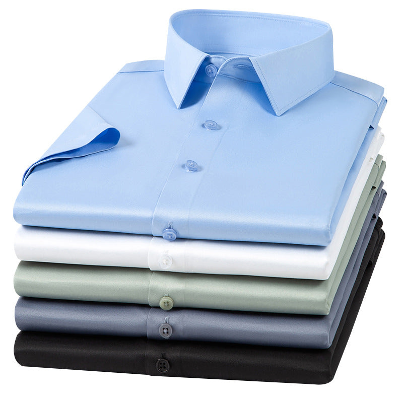 Non-Iron Short-Sleeved Stretch Shirt - Solid Color Men's Top