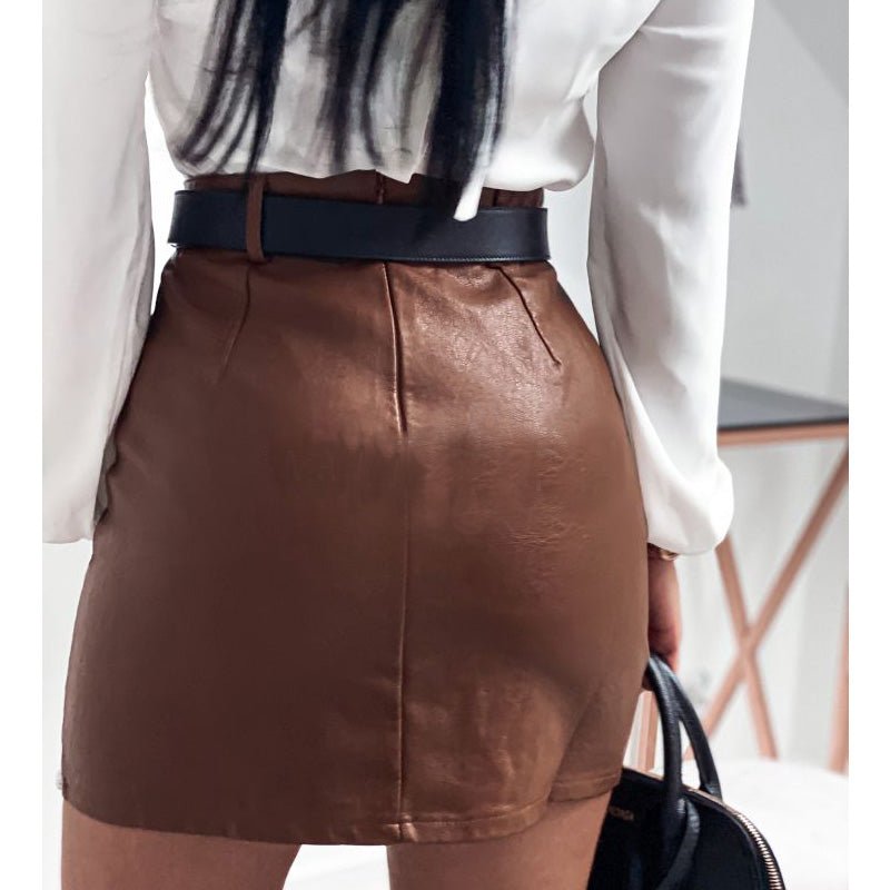Elegant Fashion Rivets PU Leather Skirts Women - Glow Goddess