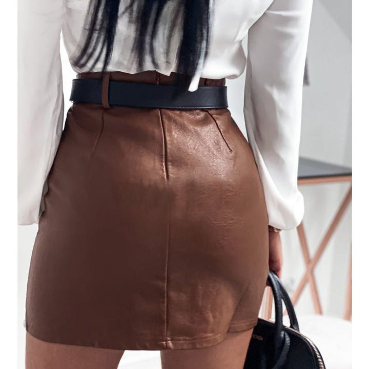 Elegant Fashion Rivets PU Leather Skirts Women - Glow Goddess