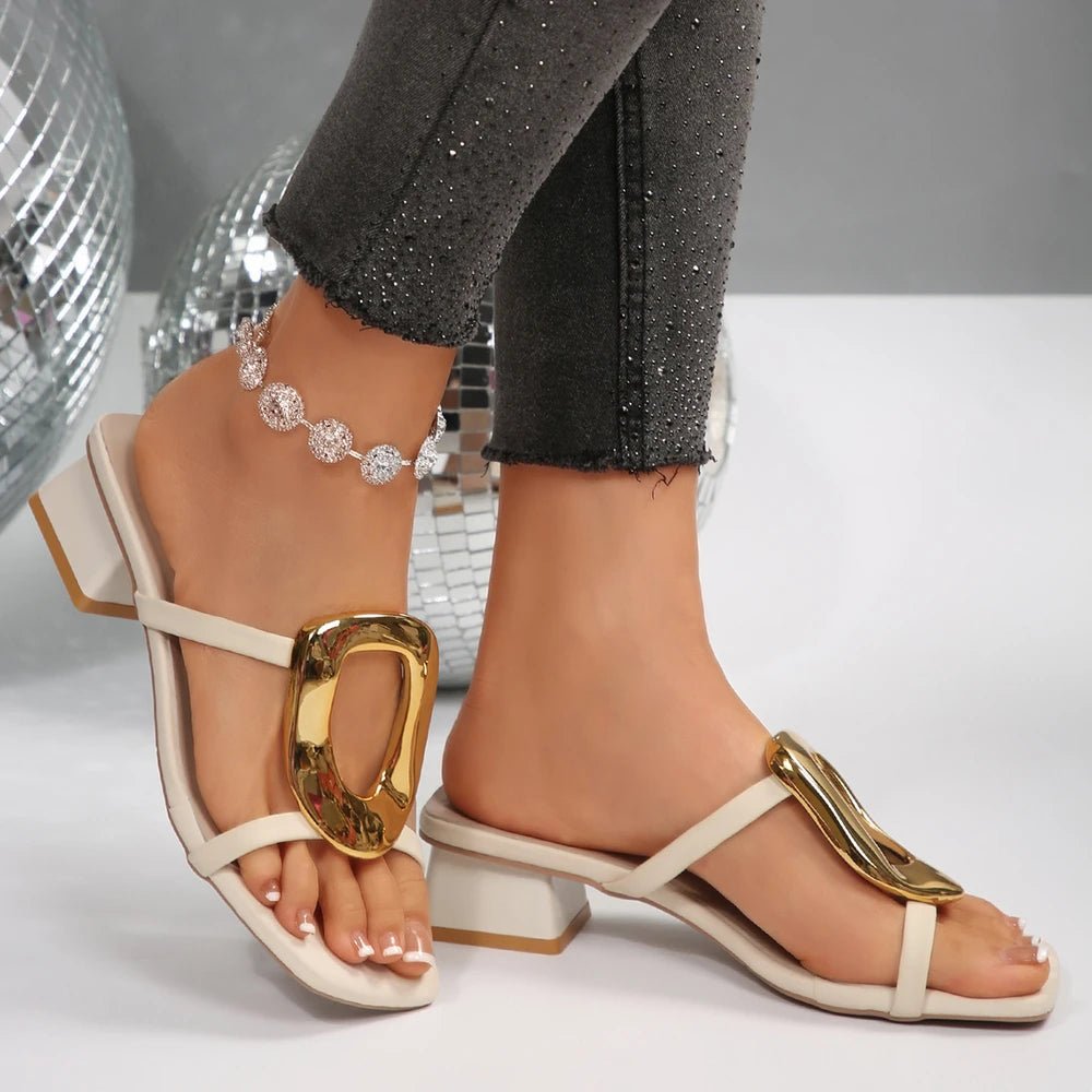 Elegant Women Sandals Sexy Designer Wedding Shoes Medium High Heels Open Toe Luxury Fashion Party Women Shoes Zapatos De Mujer - Glow Goddess