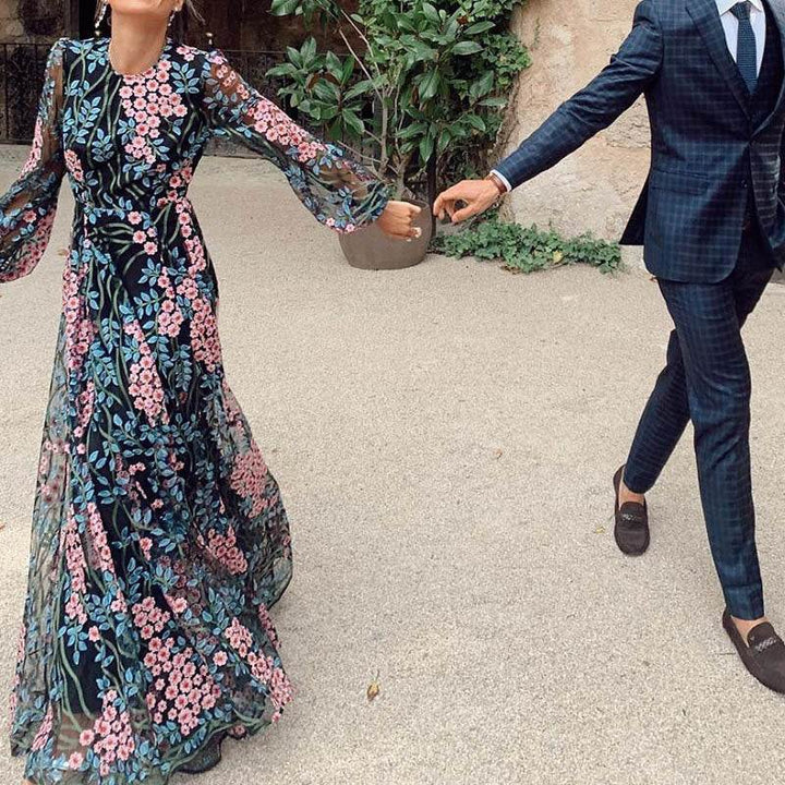 European And American New Foreign Trade Women'S Wish Amazon Sexy Backless Slim Fashion Printed Mid - Waist Dress - Glow Goddess