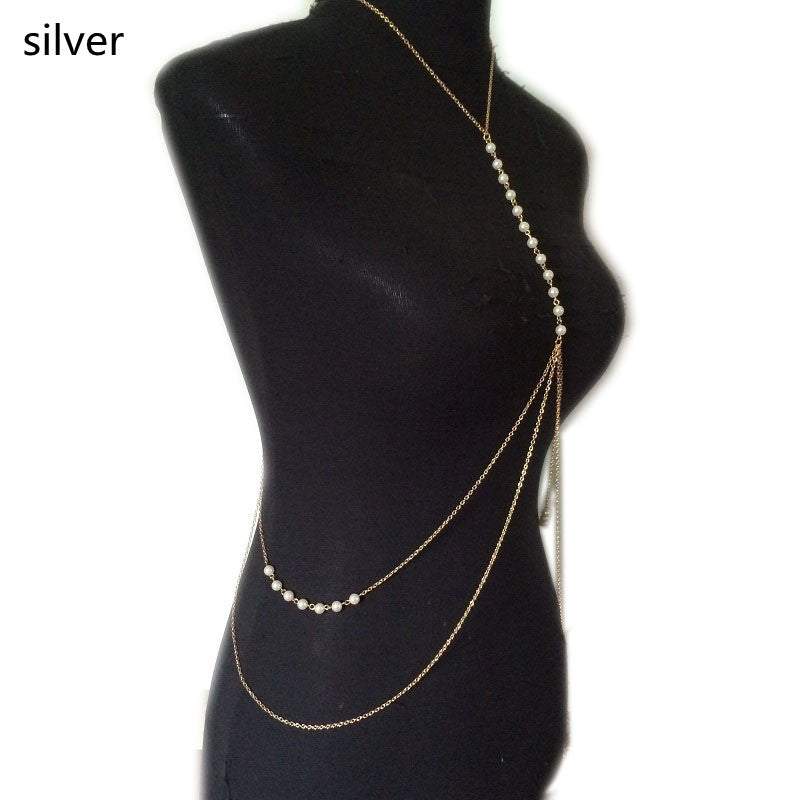 European And American Popular Sexy Pearl Necklace Body Chain - Glow Goddess