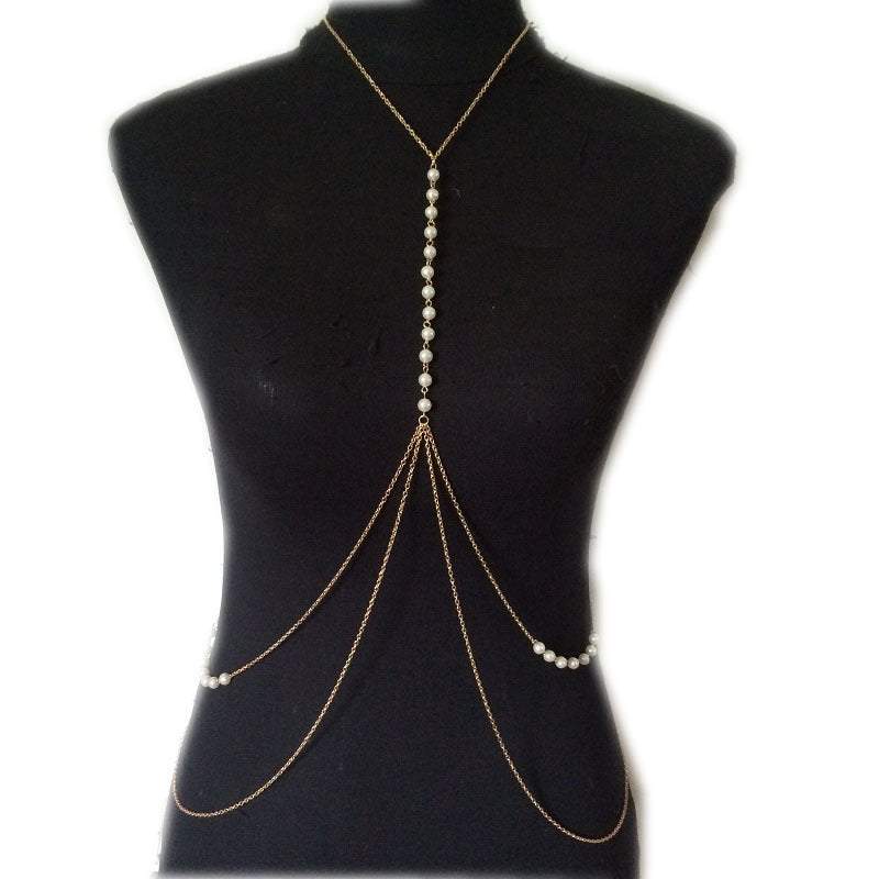 European And American Popular Sexy Pearl Necklace Body Chain - Glow Goddess