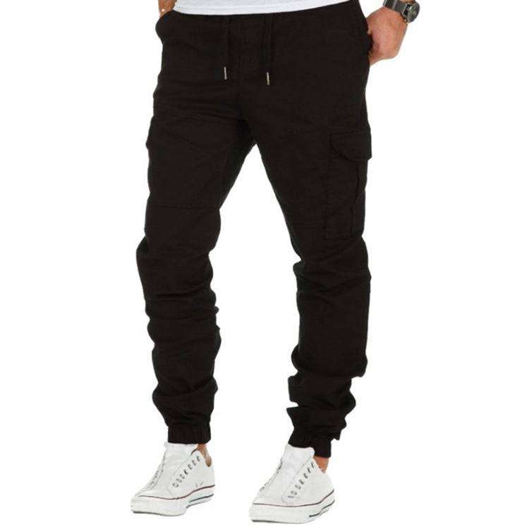 Men’s multi-pocket casual pants with straight fit, cotton material, available in khaki, gray, green, black, and navy blue
