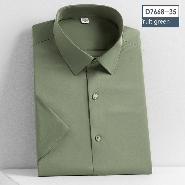 Non-Iron Short-Sleeved Stretch Shirt - Solid Color Men's Top