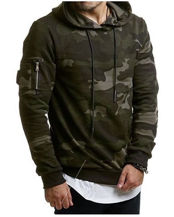 Men’s casual hooded pullover sweater in camouflage print with slim fit and long sleeves, polyester fabric for fall