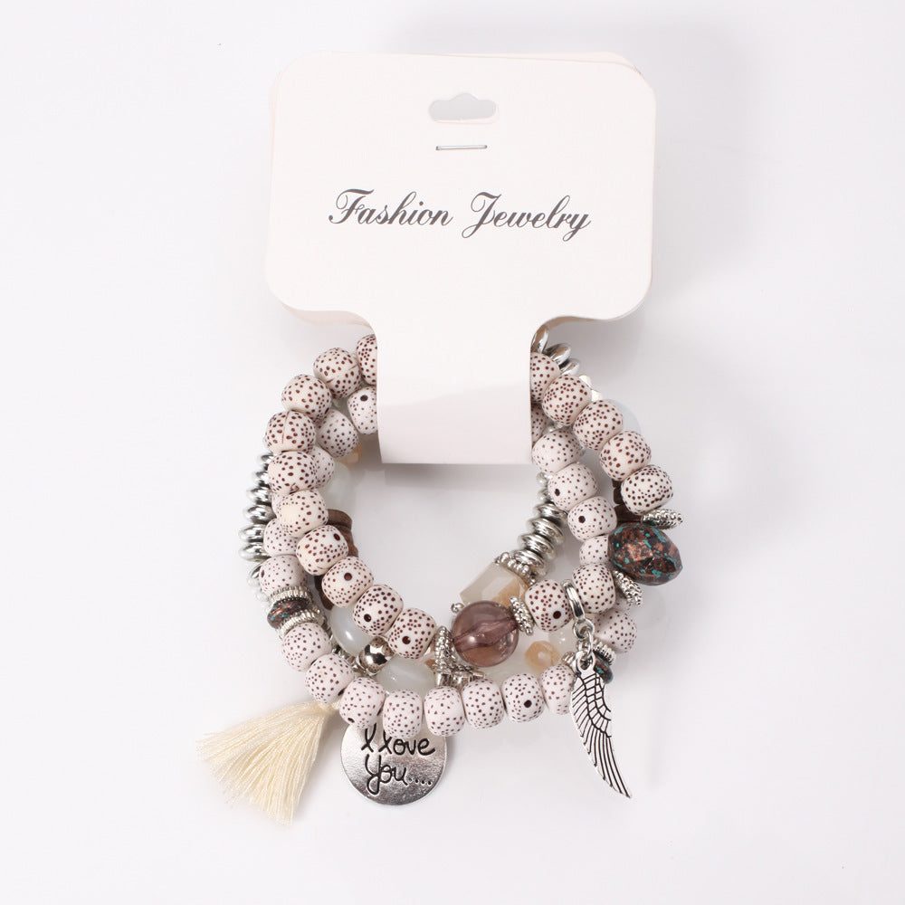 Fashion Multilayer Crystal Lava Stone Beads Wing Tassel Bracelets & Bangles Pulseras Mujer Jewelry For Women Gift - Glow Goddess