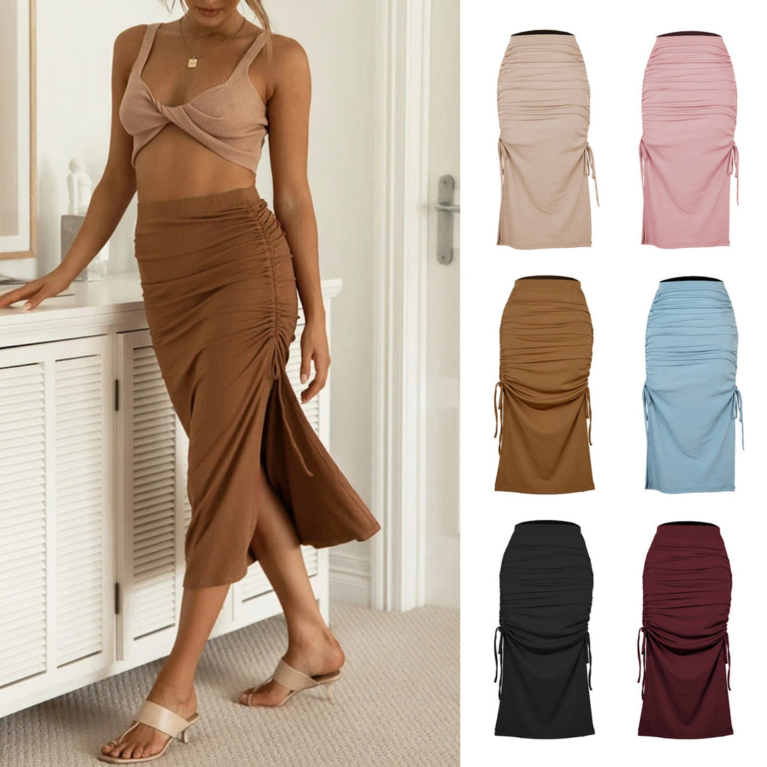 Fashion Pleated Lace - up Sexy Bag Hip Long Skirt - Glow Goddess