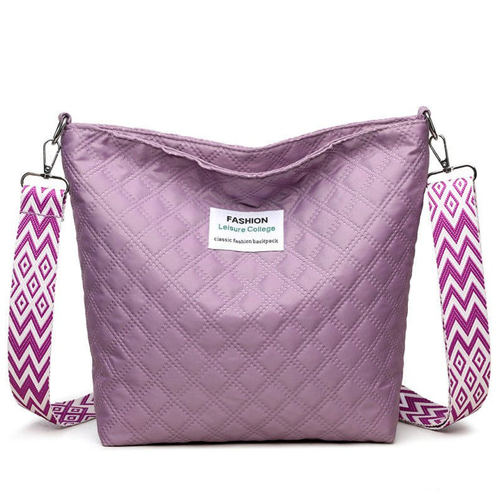 Fashion Quilted Shoulder Diamond Lattice Letter Label Large - capacity Crossbody Bag - Glow Goddess