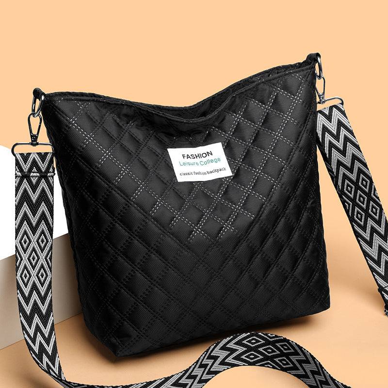 Fashion Quilted Shoulder Diamond Lattice Letter Label Large - capacity Crossbody Bag - Glow Goddess